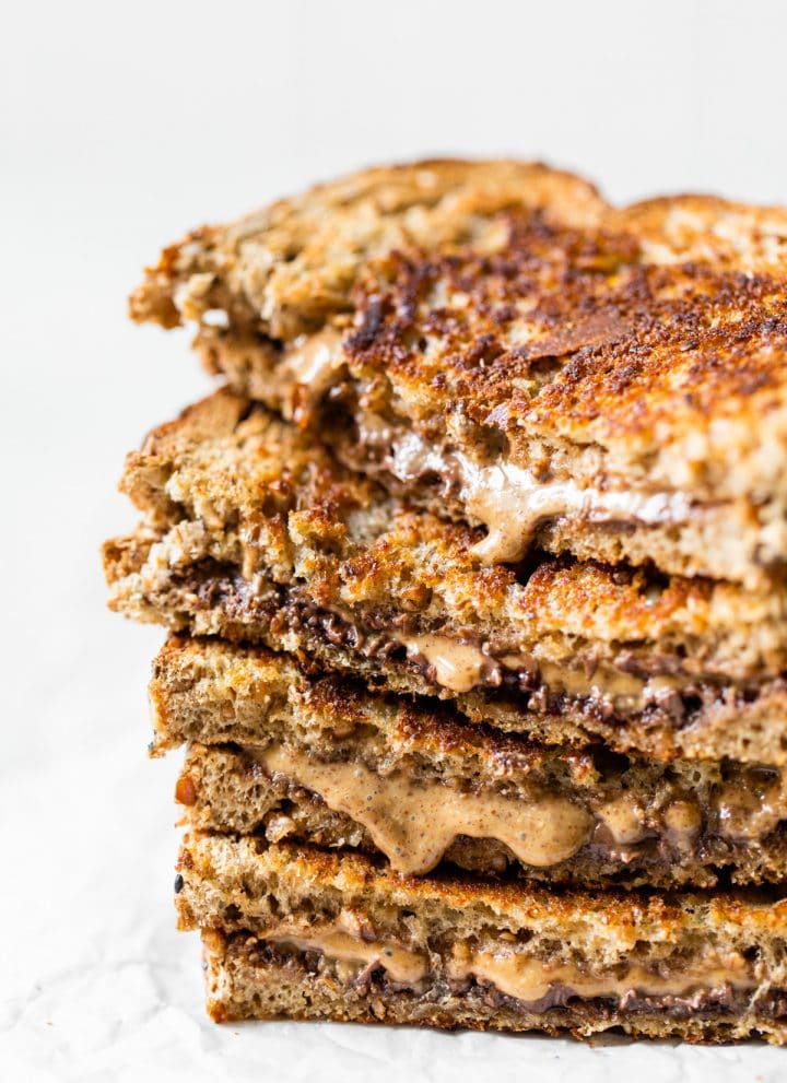 stacked sandwich with almond butter