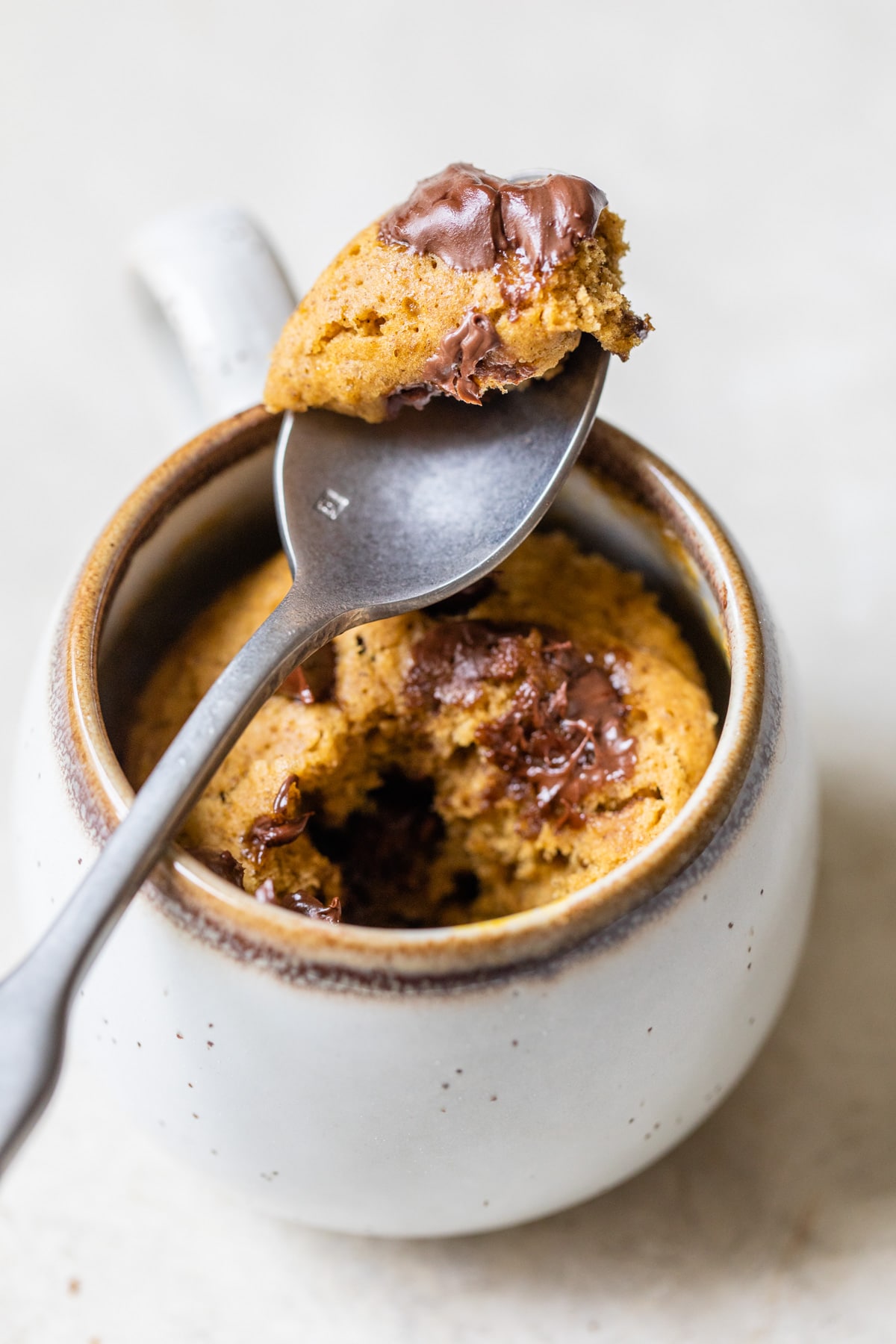 cake in a mug with chocolate chips