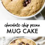 cake made in a mug with chocolate chips