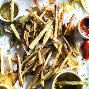 French Fry Bar | Build the ultimate french fry bar with your choice of condiments and homemade, baked fries!