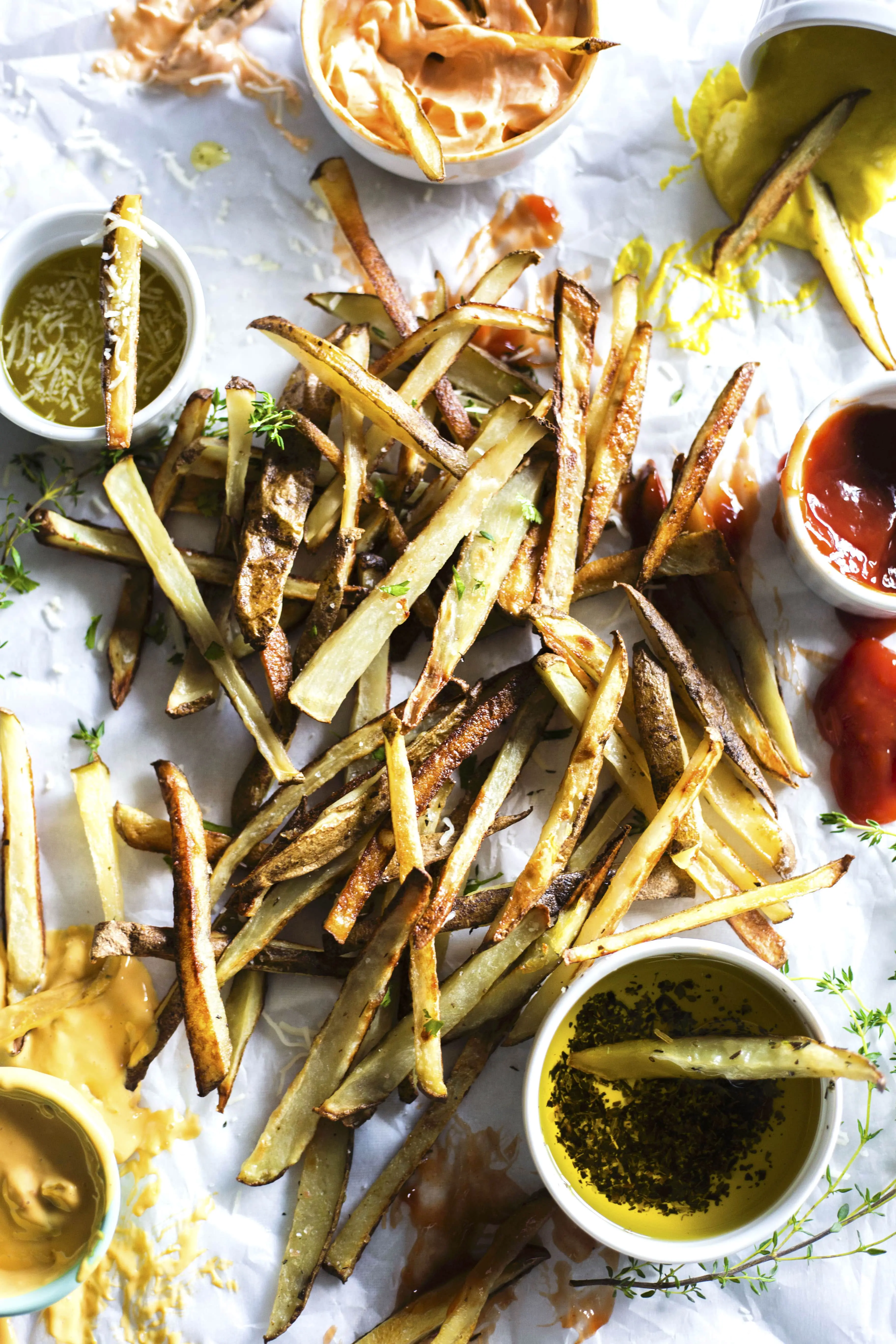 French Fry Bar | Build the ultimate french fry bar with your choice of condiments and homemade, baked fries!