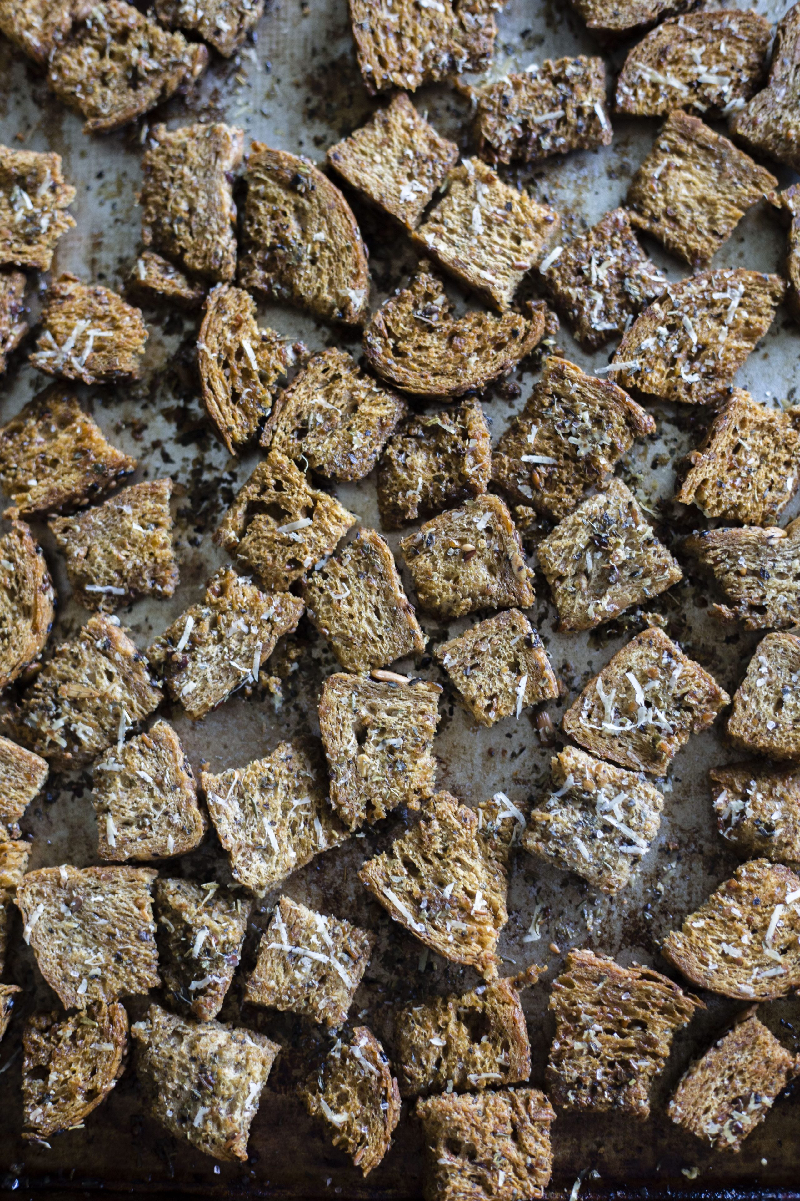 Homemade whole wheat croutons