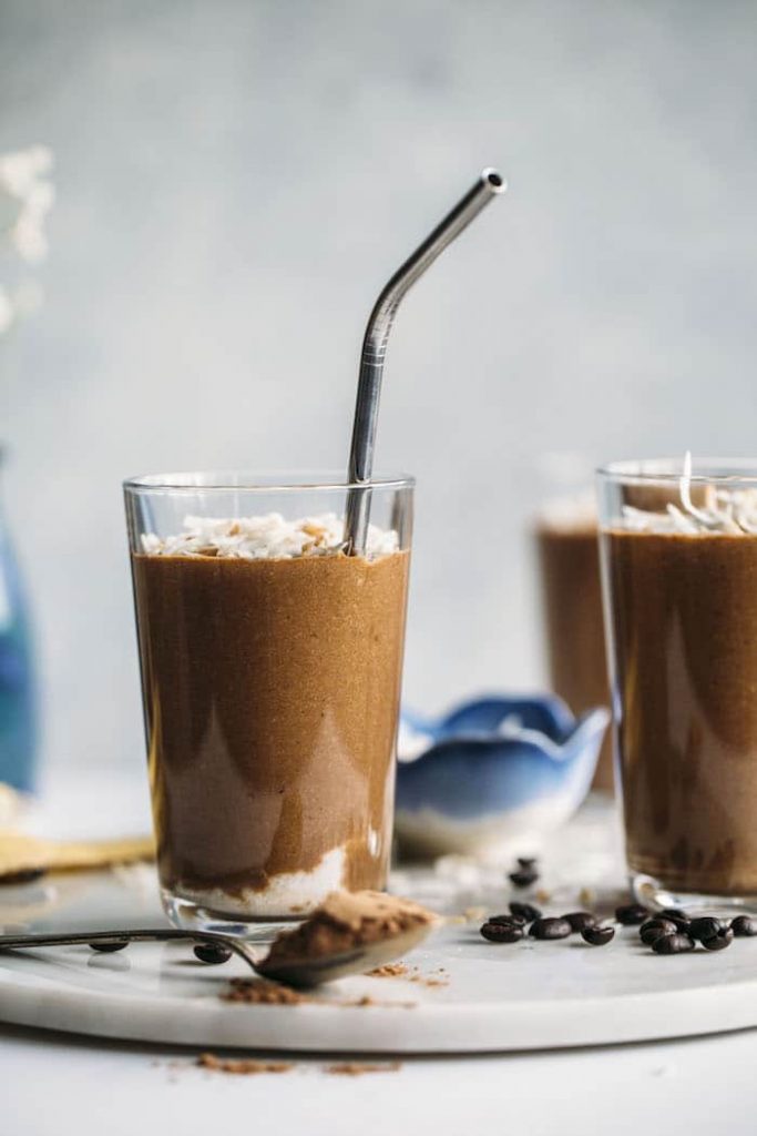 A Toasted Coconut Espresso Smoothie made with good-for-you ingredients and plenty of coconut flavor!