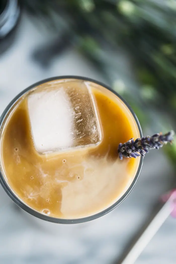 A LAVENDER dirty chai latte that's full of flavor and ready in just 5 minutes!