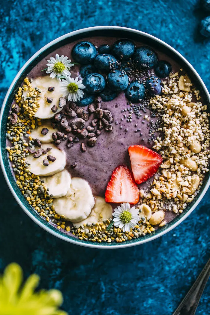 purple smoothie in a bowl