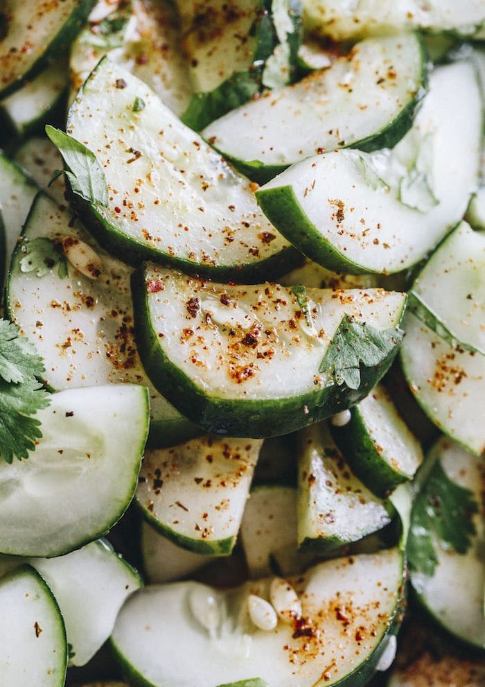 Spicy Cucumber Salad with lime juice and tequila lime seasoning | thealmondeater.com