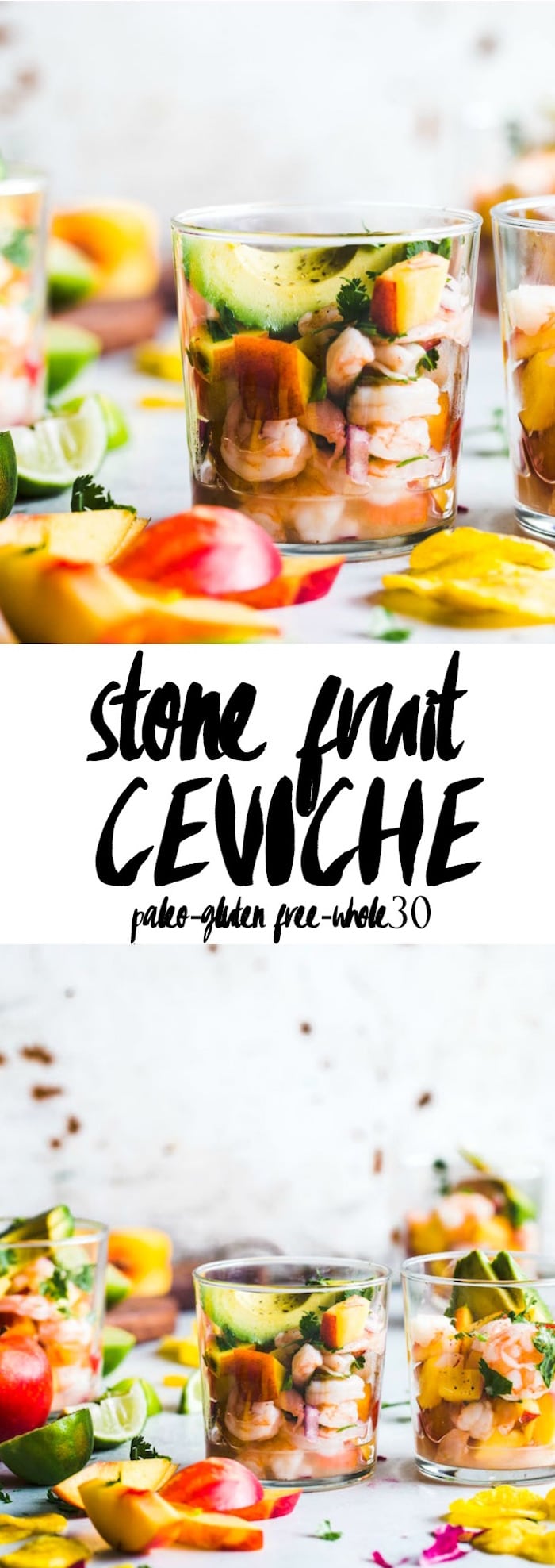 Stone Fruit Ceviche featuring peaches, plums and shrimp | #whole30 | thealmondeater.com