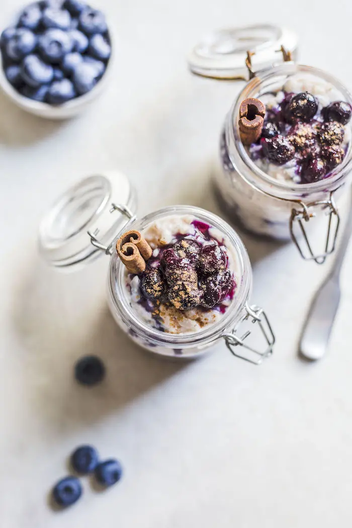 Cinnamon Blueberry Rice Pudding | thealmondeater.com
