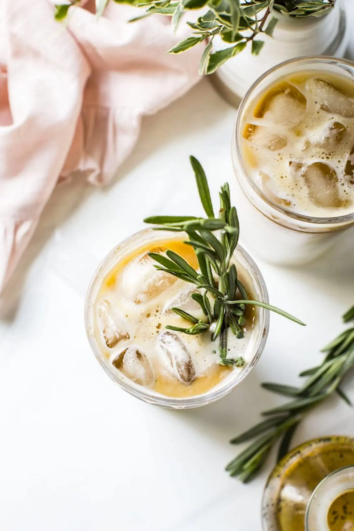 iced latte with rosemary