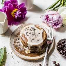 Lavender Espresso Pancakes | espresso pancakes with a sweet lavender glaze | thealmondeater.com