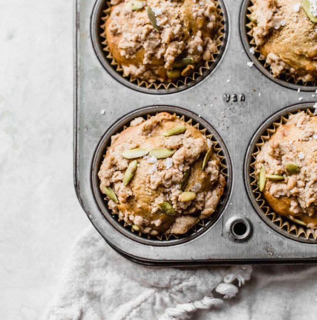 Healthy Sweet Potato Muffins with a crumb topping | thealmondeater.com