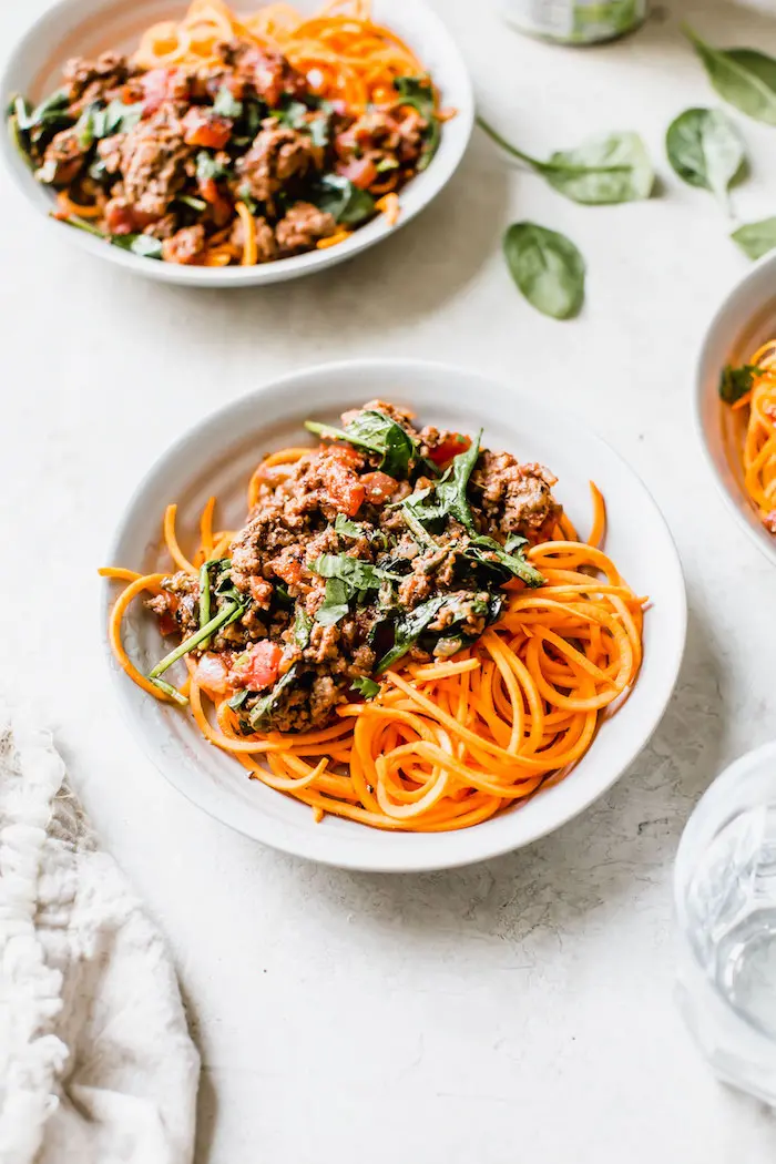 Beef Ragu with Sweet Potato Noodles | thealmondeater.com