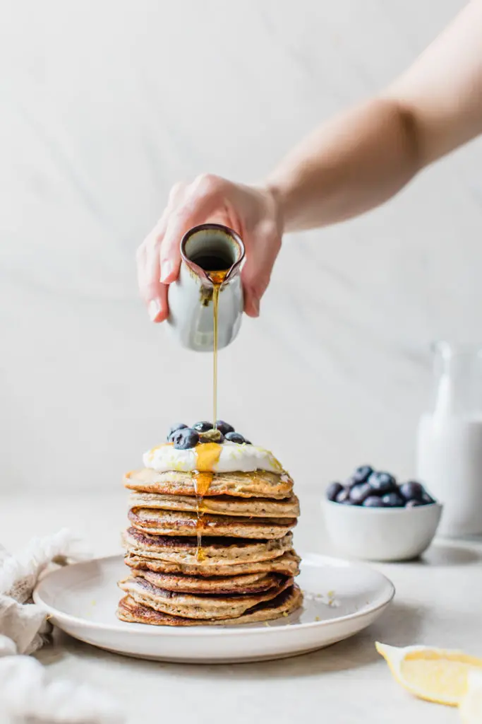 Blueberry Chia Seed Pancakes | thealmondeater.com