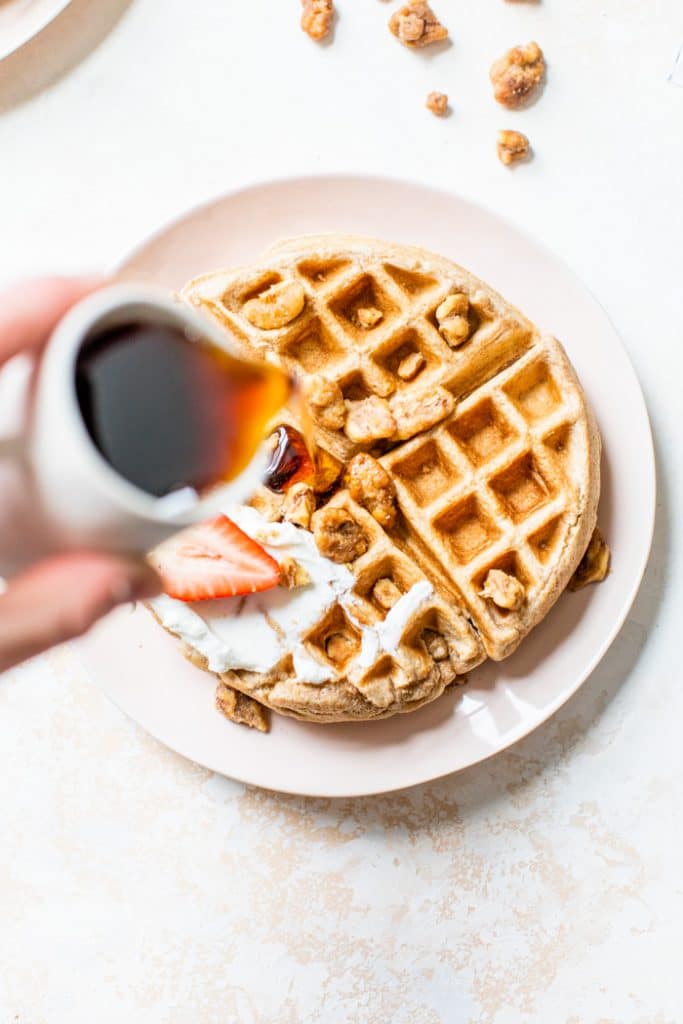 Healthy Whole Wheat Waffles | thealmondeater.com