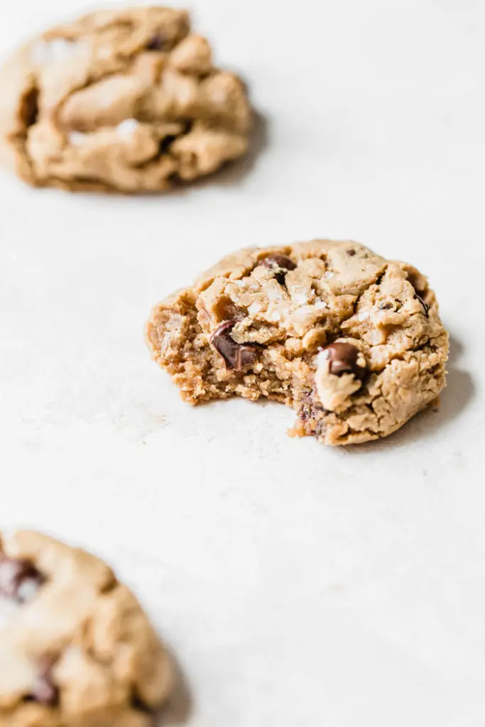 chickpea cookies loaded with peanut butter and chocolate chips | thealmondeater.com