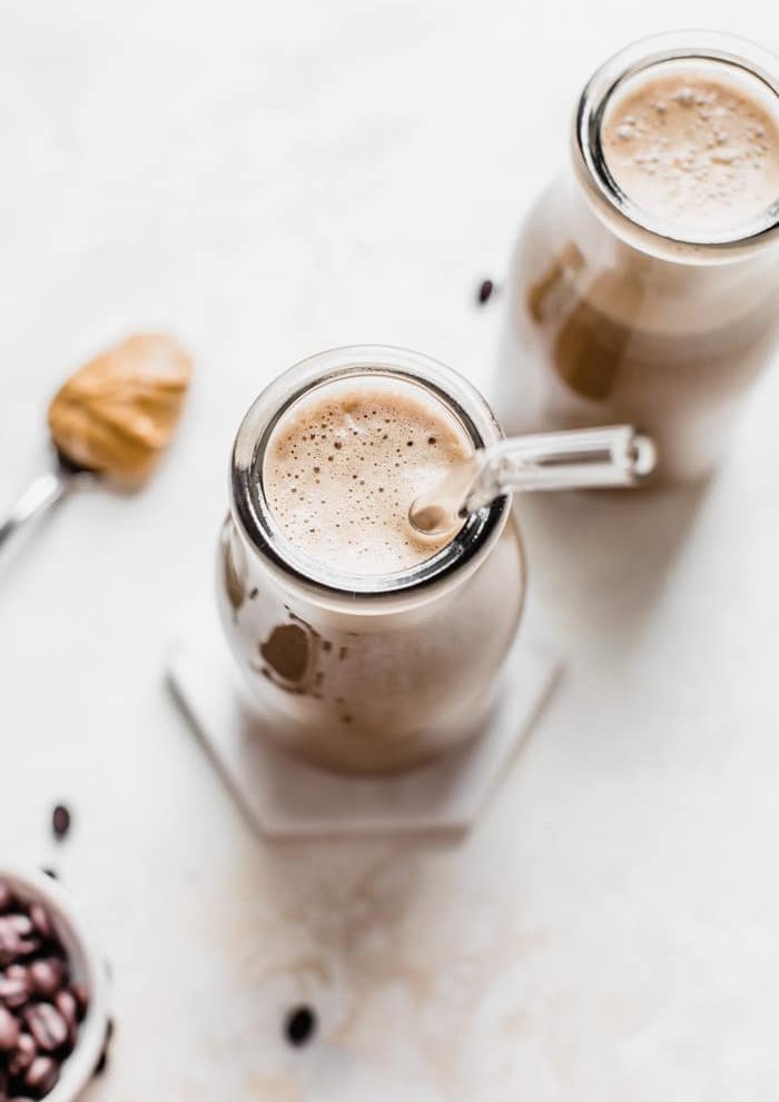 Cold Brew Protein Smoothie made with cold brew coffee, nut butter and protein powder | thealmondeater.com