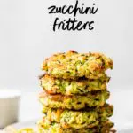 stack of fritters with text overlay