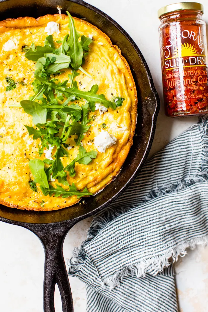 frittata with sun-dried tomatoes and arugula