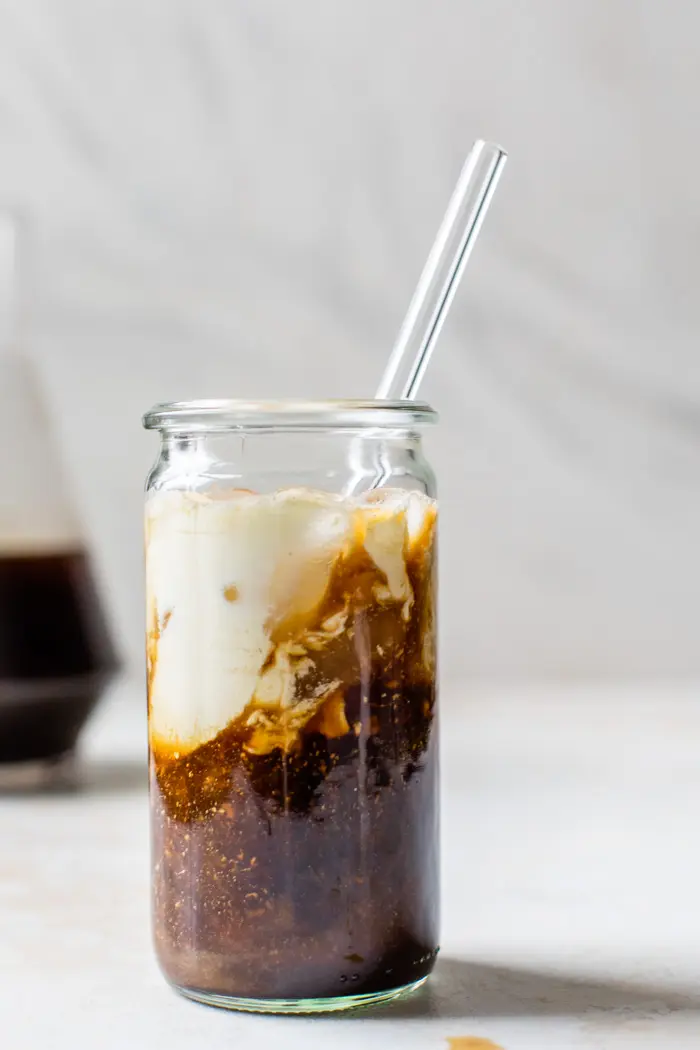 glass of cold brew with milk