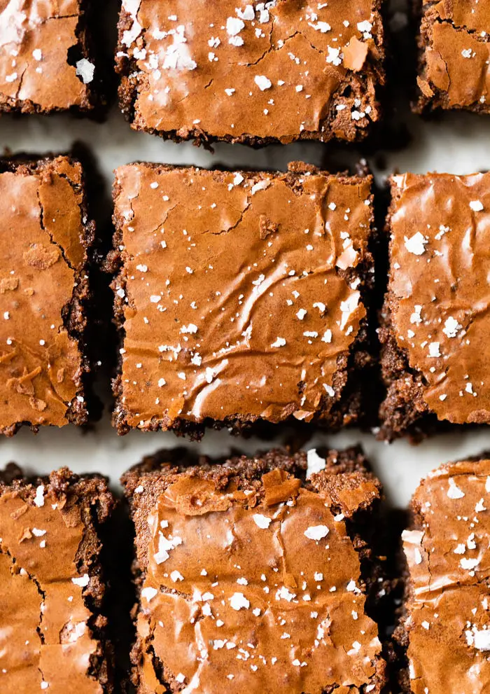 brownies with crackly tops and sea salt