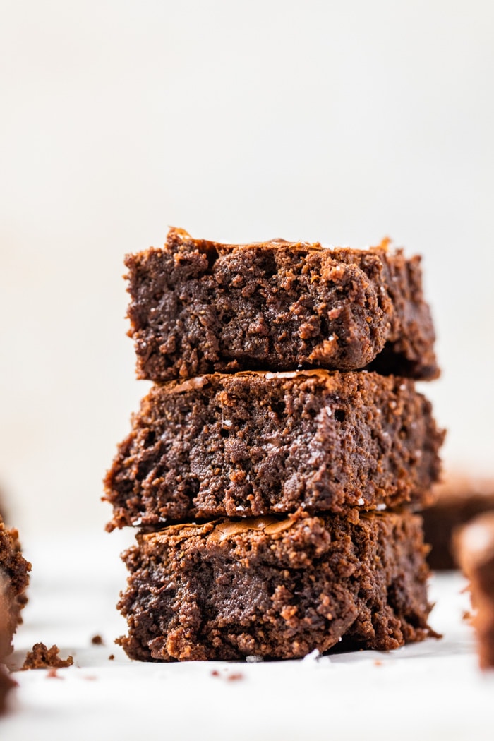 a stack of brownies