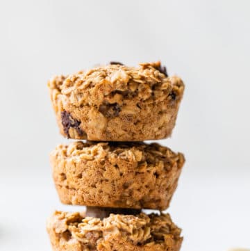 stack of chocolate chip oat muffins
