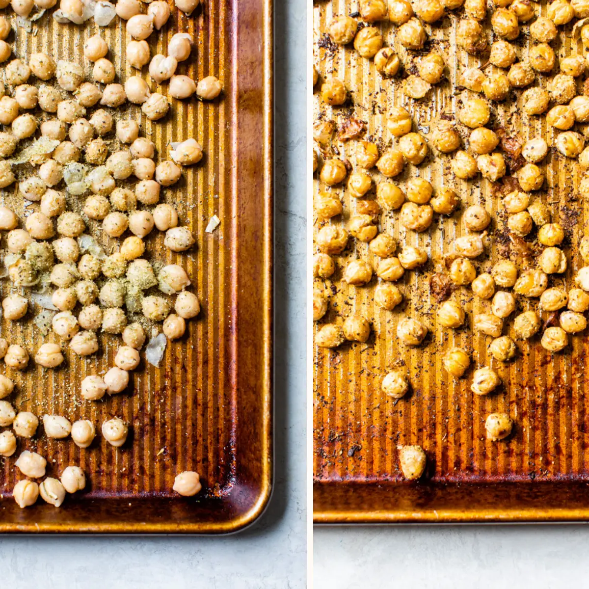 chickpeas on a baking sheet