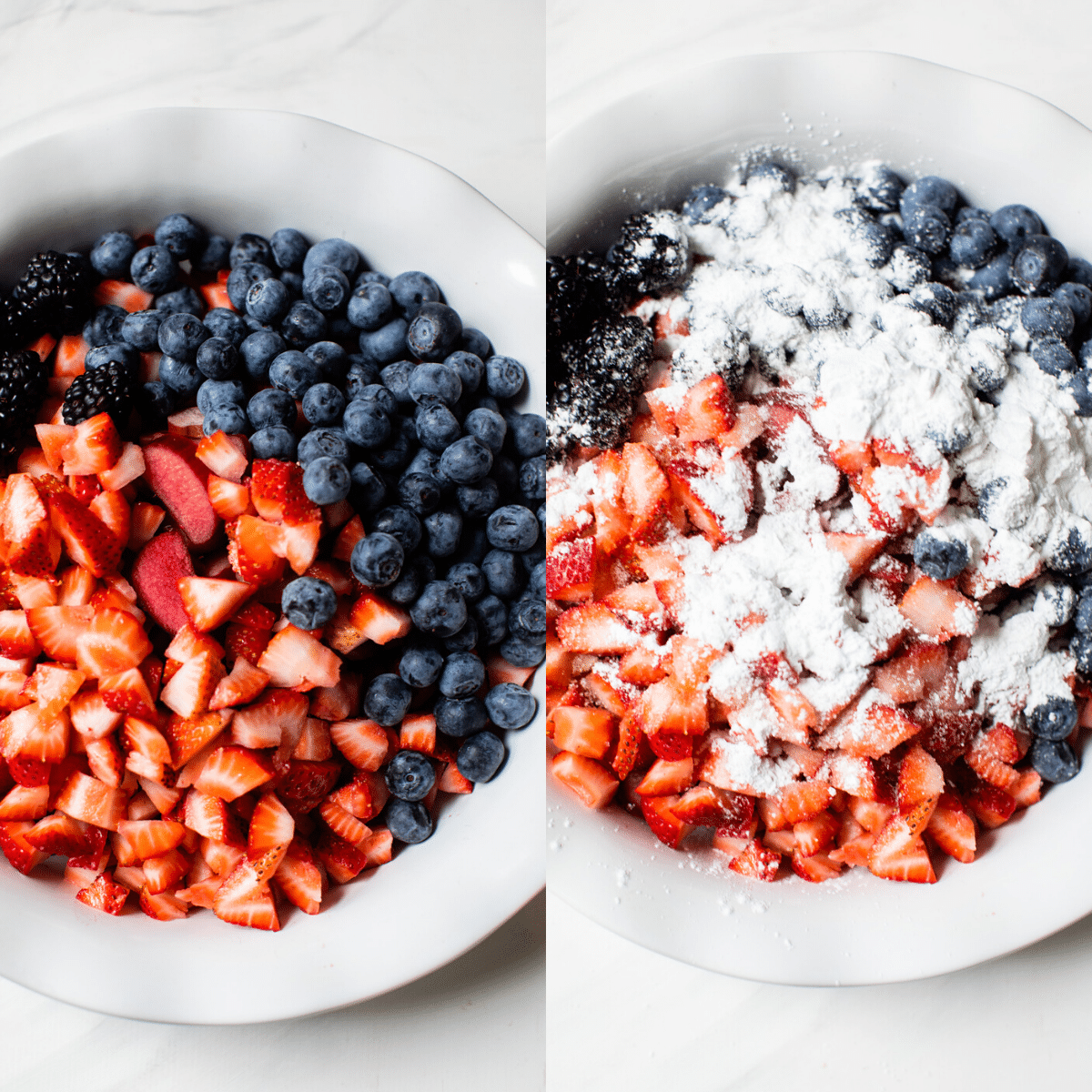 fresh berries in a pie dish