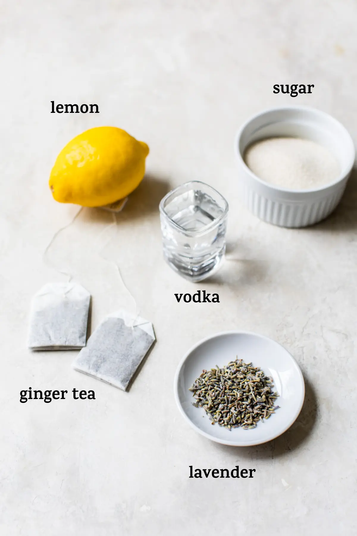 ingredients to make a cocktail with text overlay