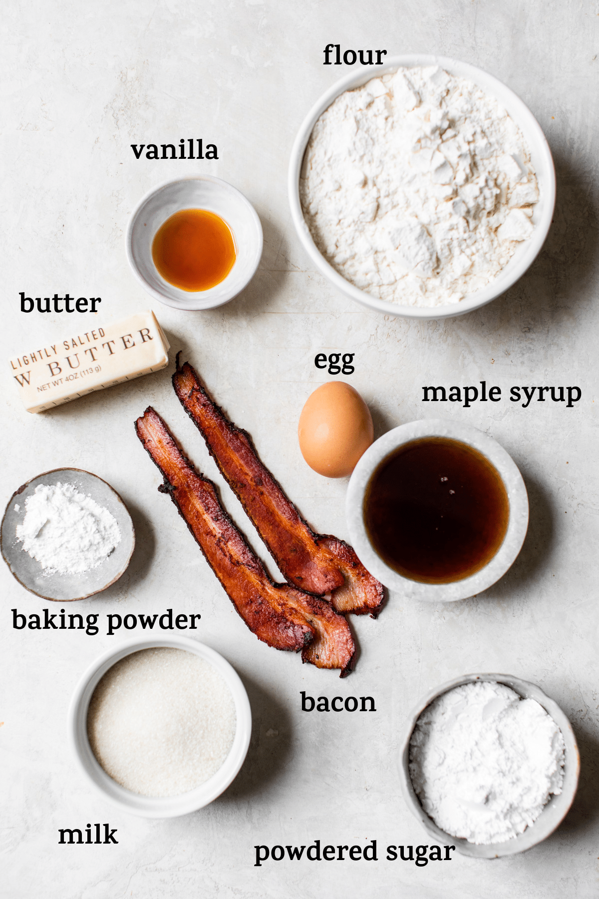 ingredients to make scones with text overlay