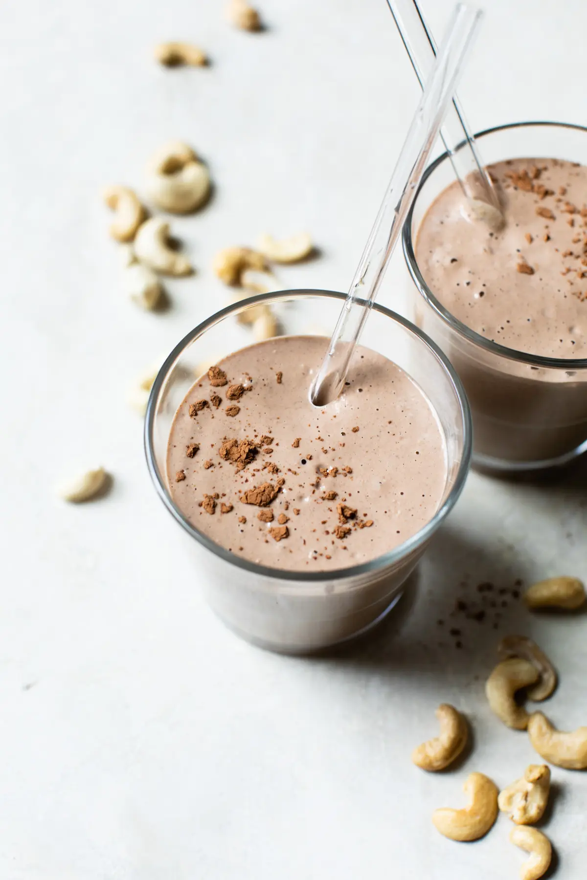 chocolate smoothie in a glass