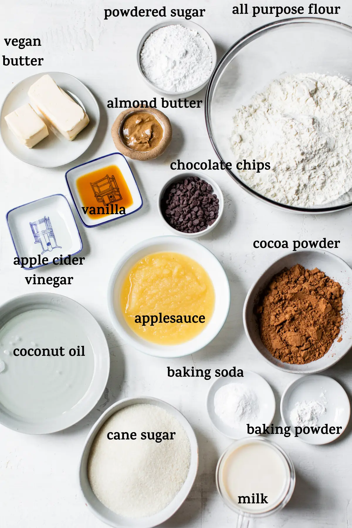 cake ingredients with text