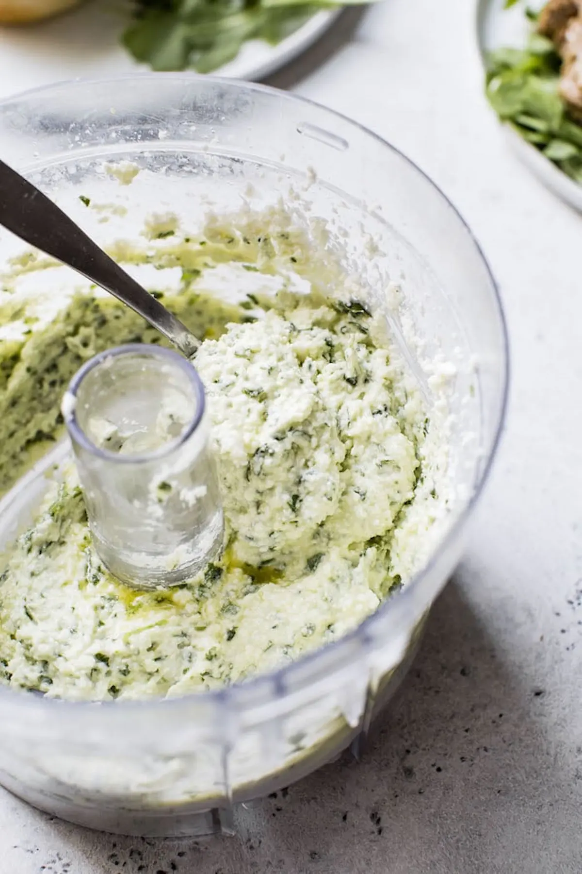 whipped feta in a food processor