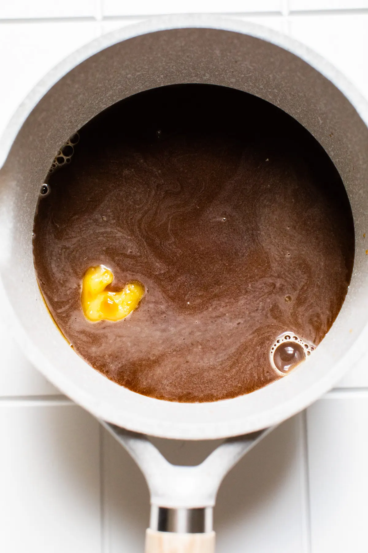Bulletproof Coffee in a saucepan