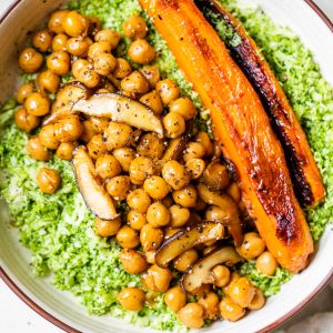 bowl of broccoli and chickpeas