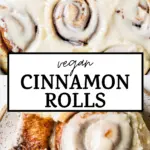 cinnamon rolls with text overlay