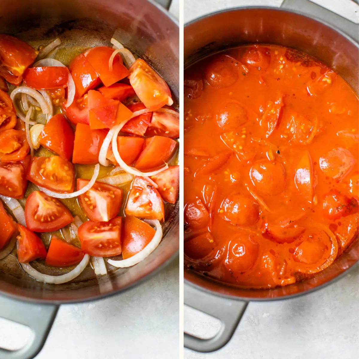 tomato soup in a saucepan