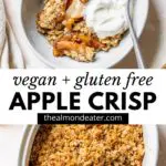 apples, cinnamon, oats, and ice cream with text overlay
