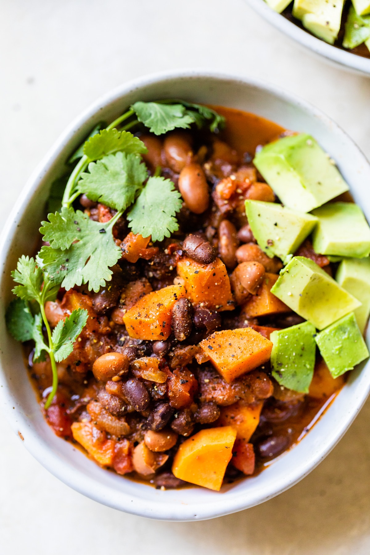 bowl of beans and sweet potatoes