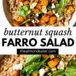 farro in a bowl with text overlay