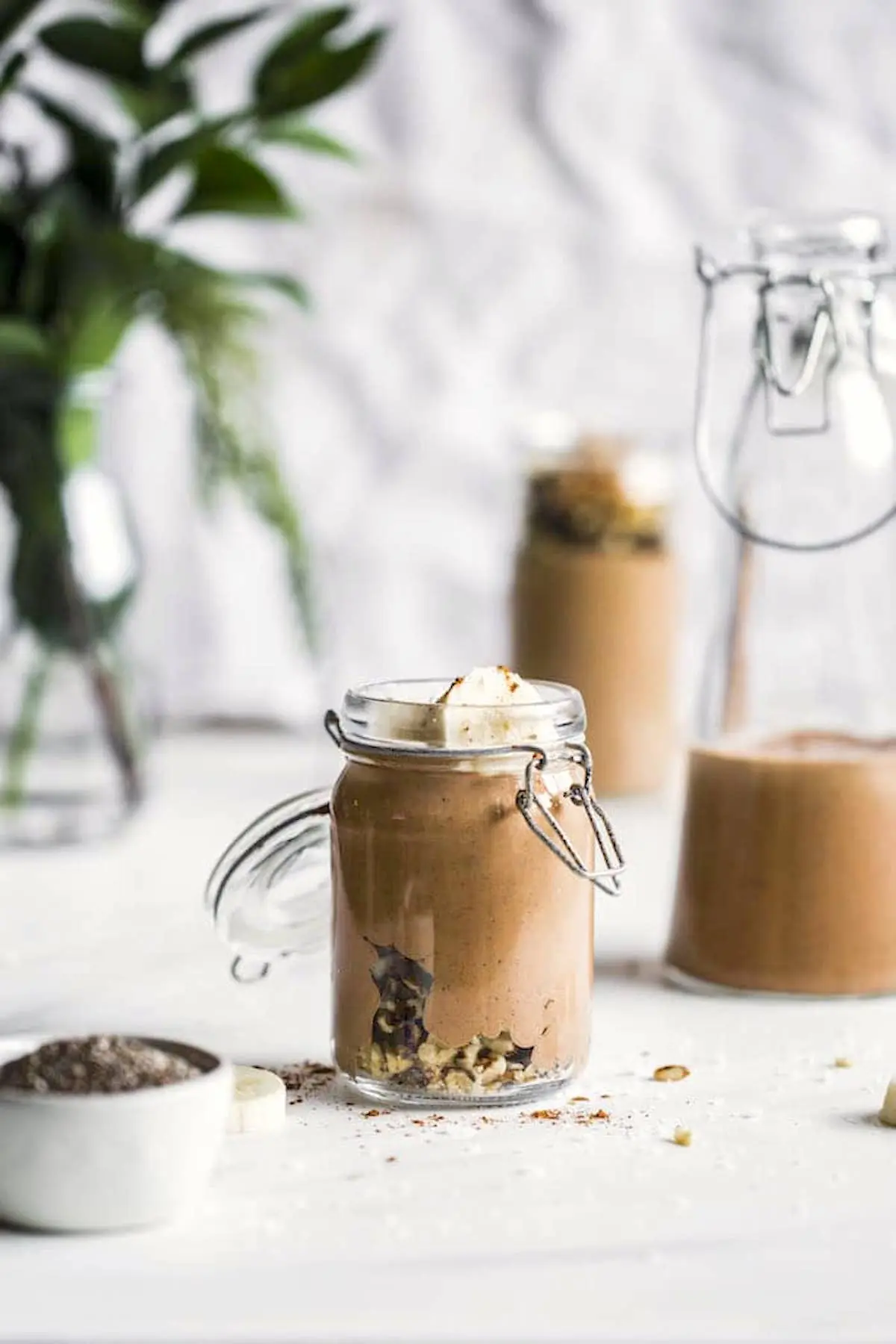 chocolate smoothie in a jar