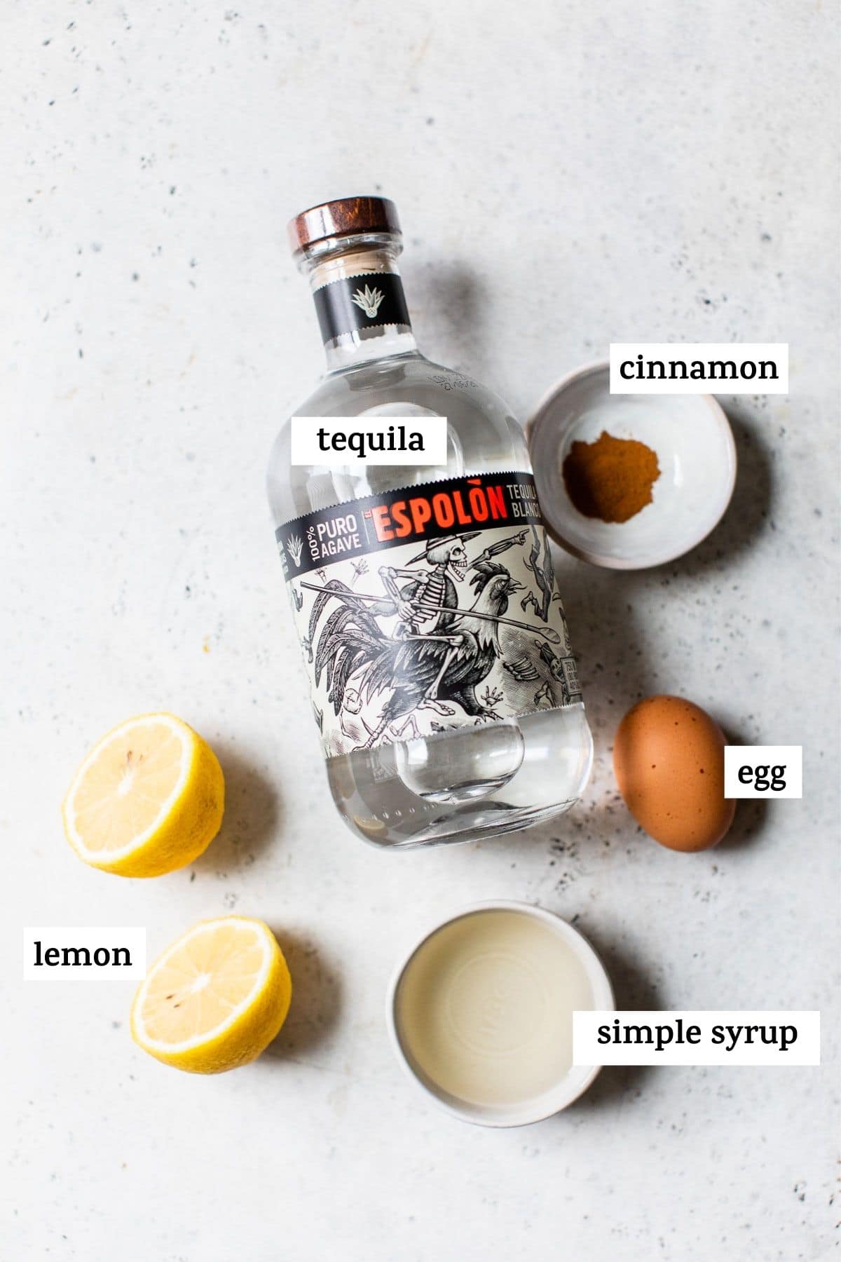 cocktail ingredients with text overlay