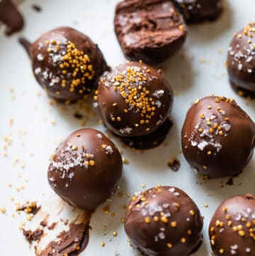 balls of chocolate on a plate with sprinkles