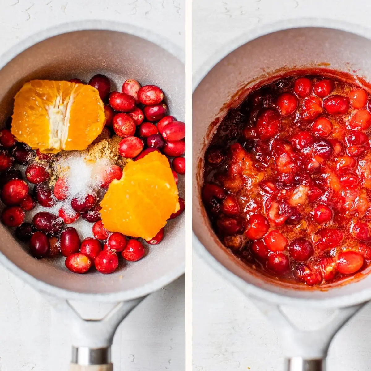 cranberry compote in a saucepan