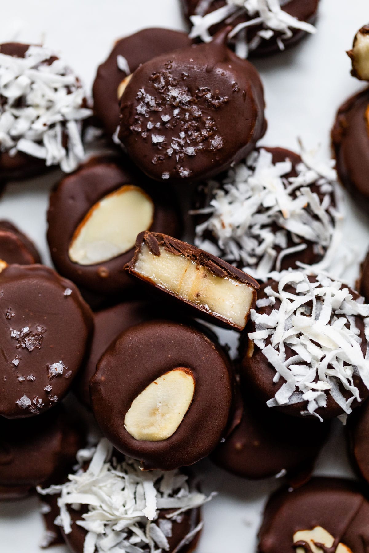 bananas covered in chocolate and shredded coconut