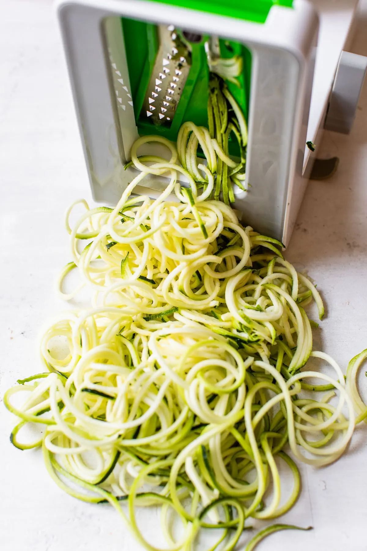 zucchini noodles in a spiralizer
