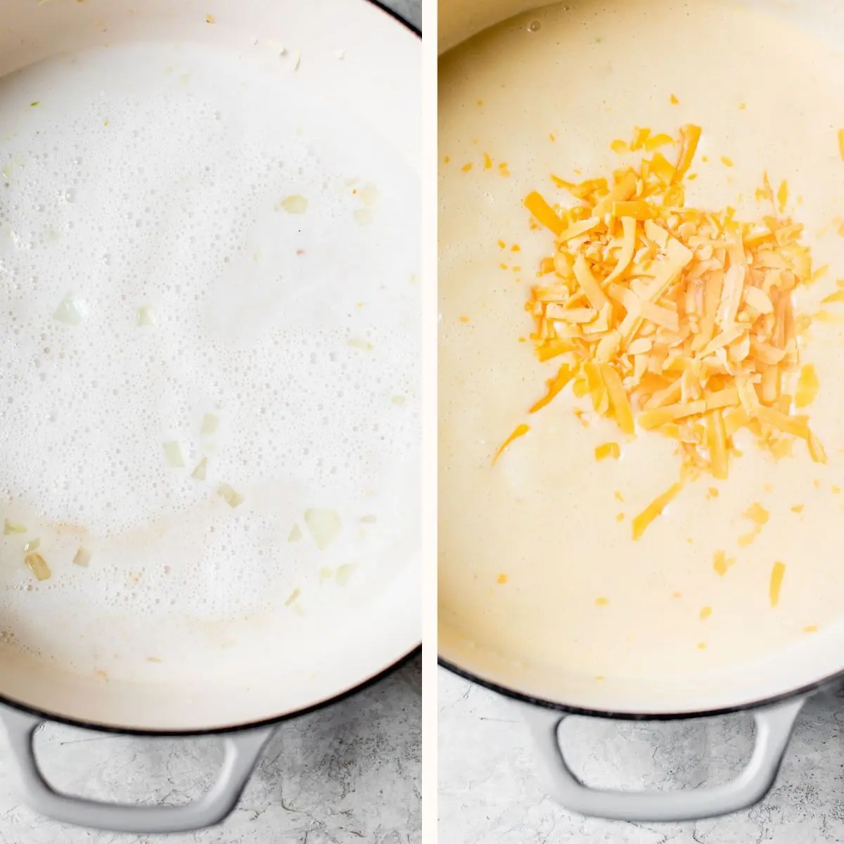 creamy cheese sauce in a large skillet