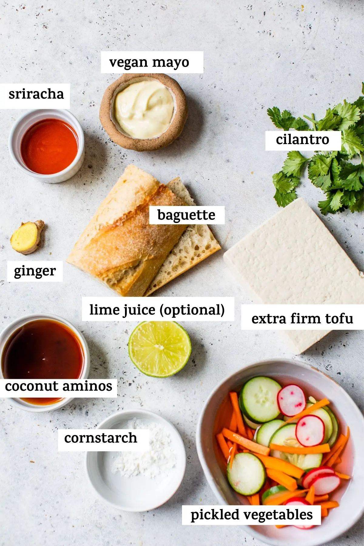 sandwich ingredients on a table with text overlay