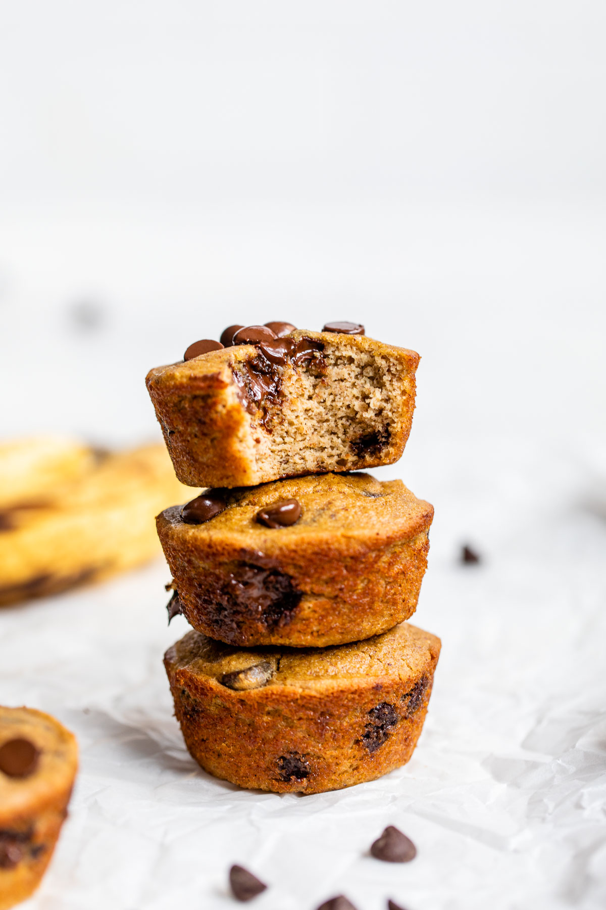 a stack of muffins filled with chocolate chips