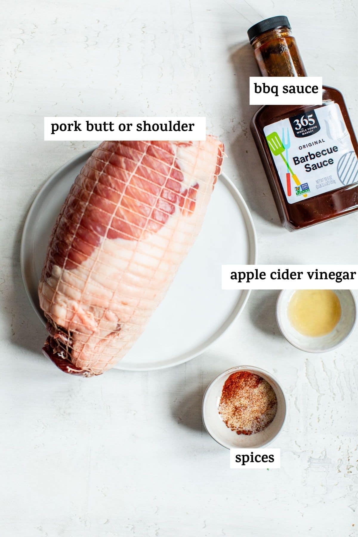 ingredients to make pulled pork on a table